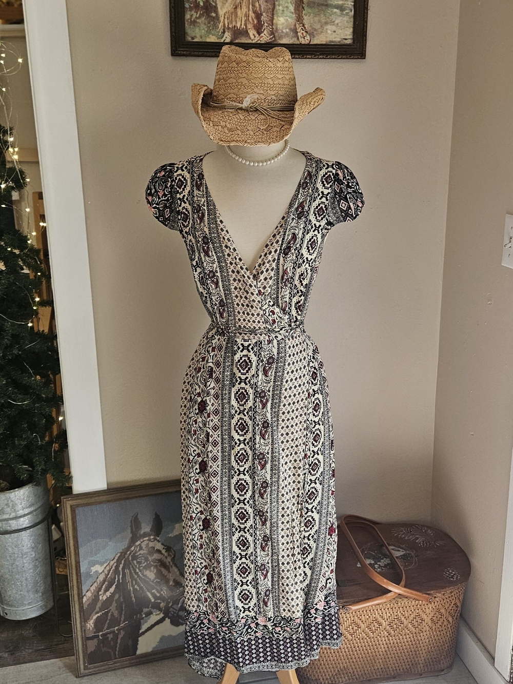 V-Neck Wrap Around Boho Dress